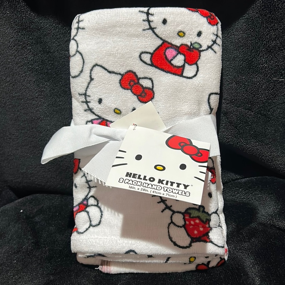 New Hello Kitty Strawberry 2 pack Hand Towels